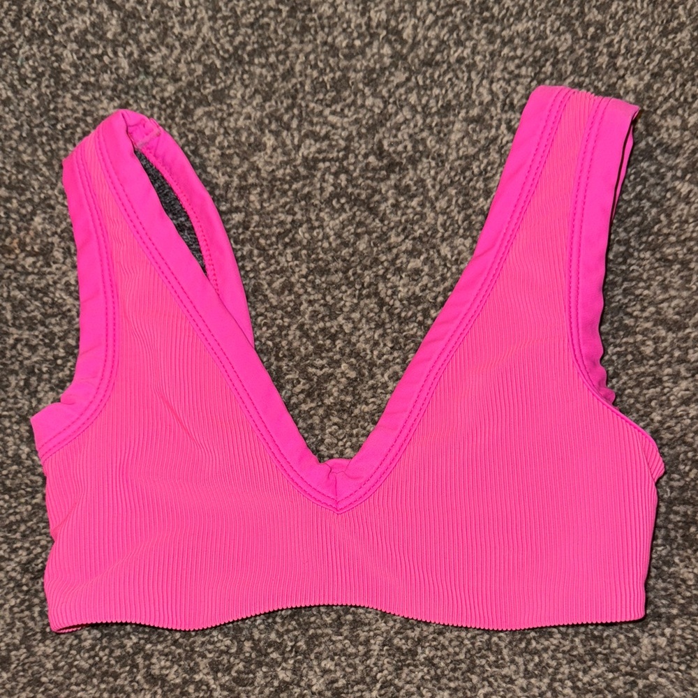 Five Dancewear Hot Pink Ribbed Scoop Bra